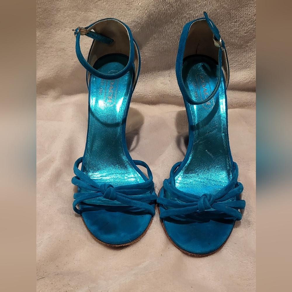 Coach Vibrant Blue Wedge Sandals